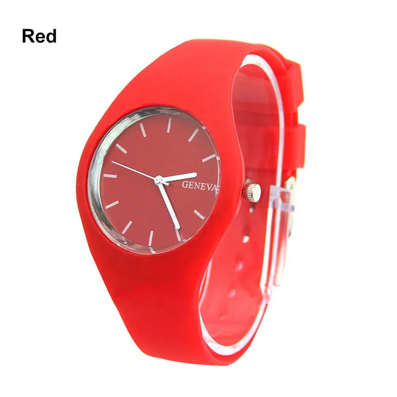 Силикагель часы Geneva, силиконовые часы конфеты цвет кварцевые наручные часы Спорт на открытом воздухе модные женские туфли часы и Для мужчин кварцевые часы