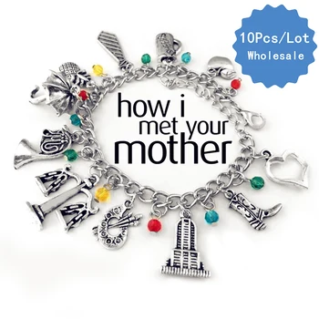 

10 Pcs a Lot How I Met Your Mother Bracelet Trumpet Lamp Umbrella French Horn Chain Lins Wristlets Anklets Wristbands Christmas