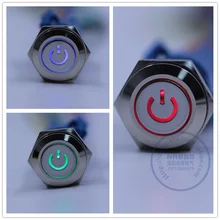 1pcs packing 12mm reset push button switch illuminated switch power symbol head led lighting metal switch 24v 220v shipping free