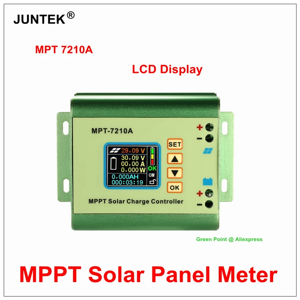 

JUNTEK MPT7210A LCD Display MPPT Solar Panel Charge Controller 24/36/48/60/72V Boost Solar Battery Controllers