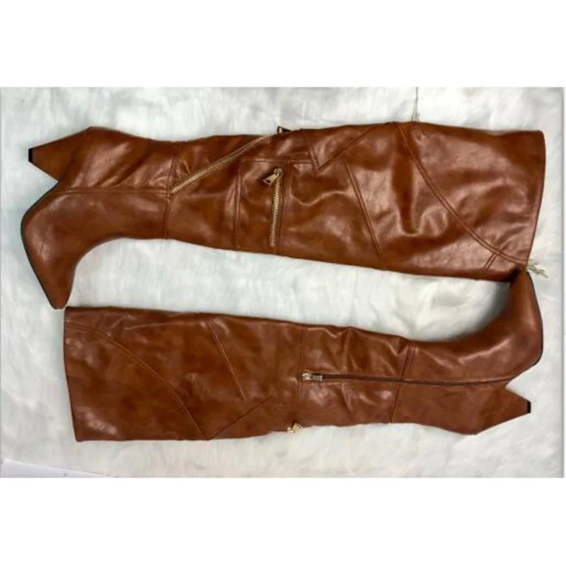 Die Spitz High Runway Heel Über Knie Seltsame Oberschenkel 2019 Brown Mode Zipper Stiefel Frau Decor Frauen WqYEvqPdwA