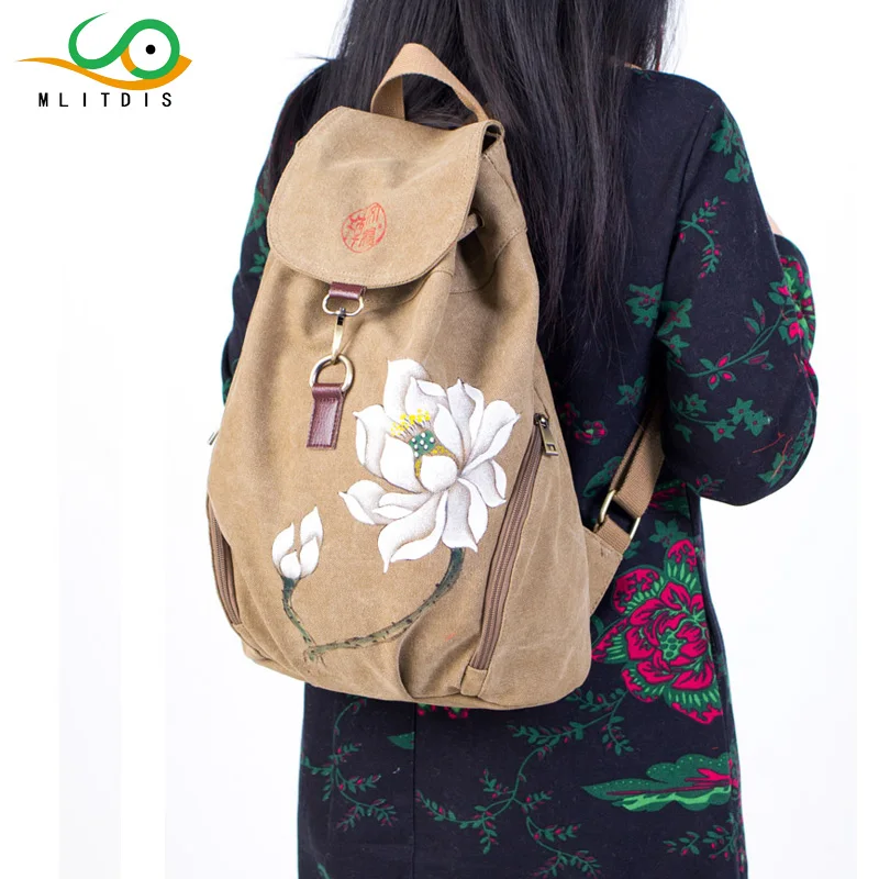 

MLITDIS Canvas Rucksack Women Drawstring Backpacks Female Bucket Backpack Beach Bag Casual Shoulder Bags Backpack for Teenagers