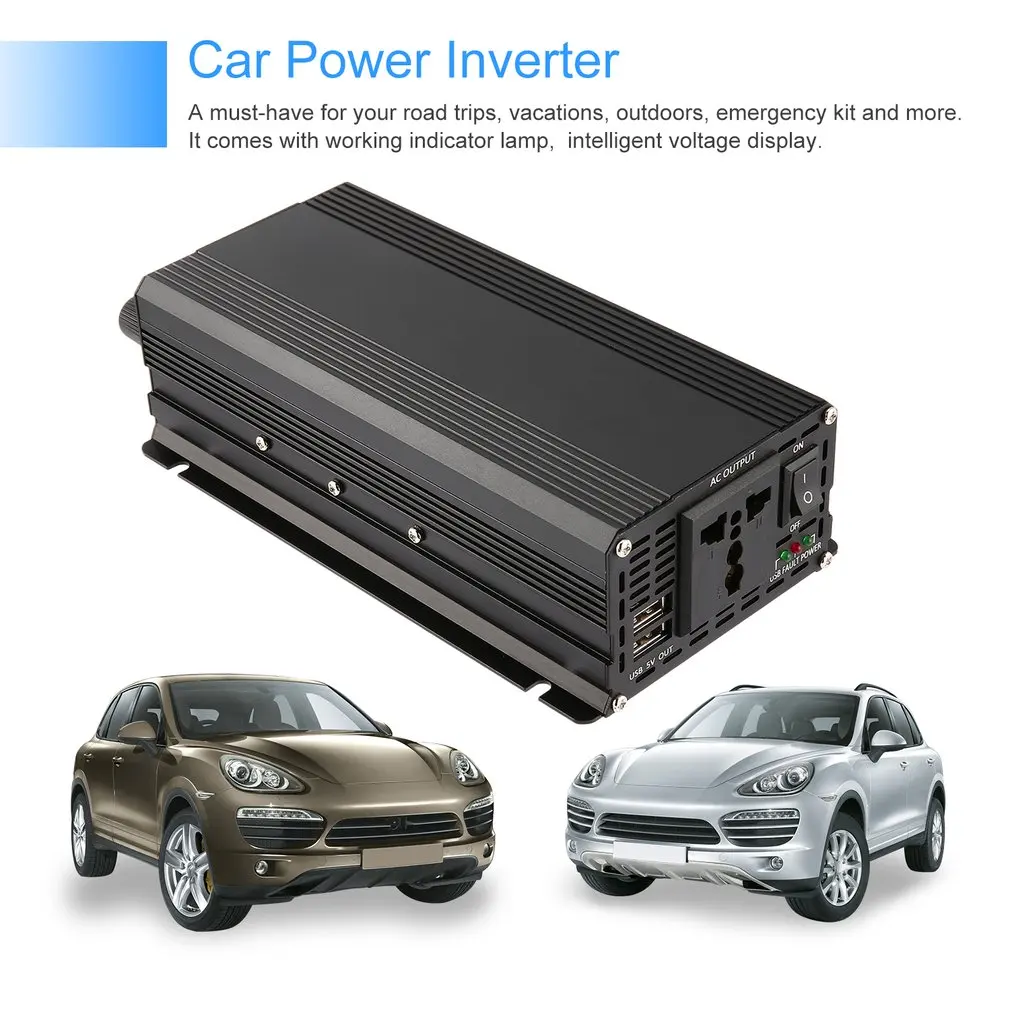 

Hot Universal Short Circuit Overload Protection Car Solar Power Inverter DC 12/24V to AC 220V Modified Sine Wave Converter