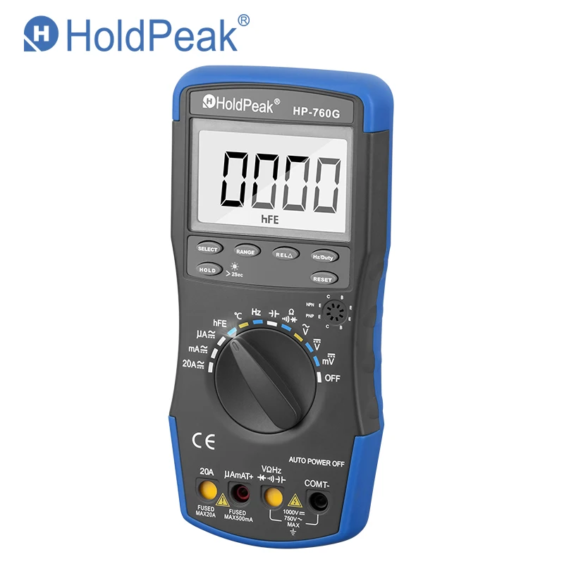 HoldPeak HP 760G 1000 Вольт и 20 Ампер Авто Диапазон Цифровой мультиметр метр с циклом
