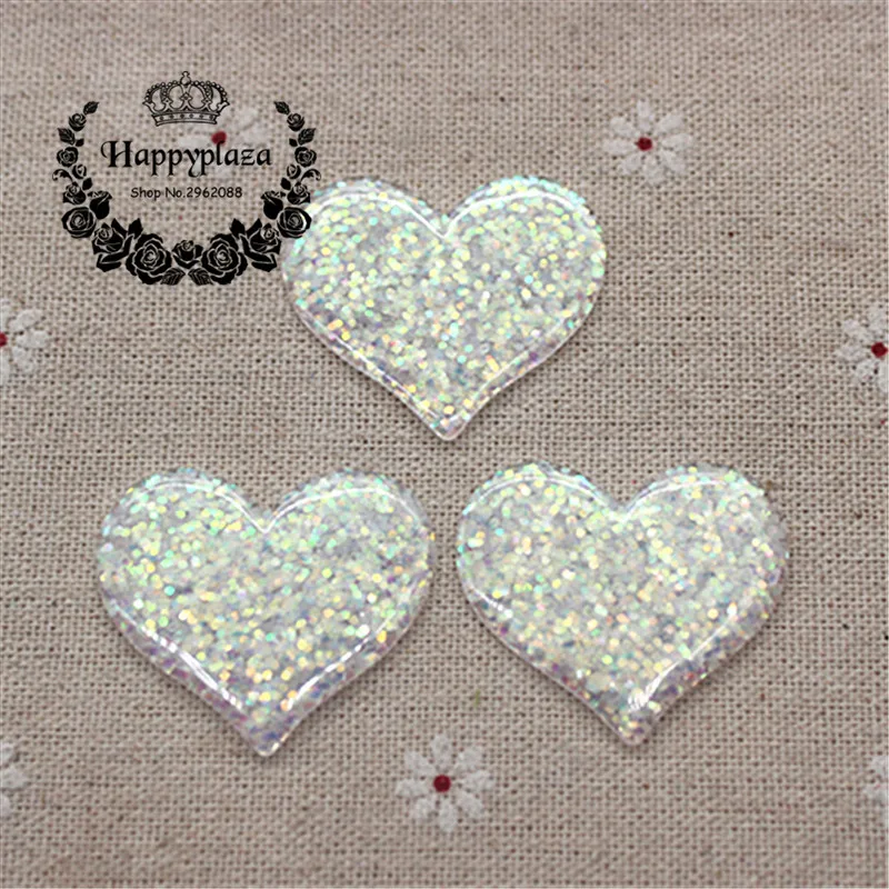 

10pcs Kawaii Resin Glitter Filled White Heart Flatback Cabochon Art Supply Decoration Charm Craft DIY Accessories,31*37mm