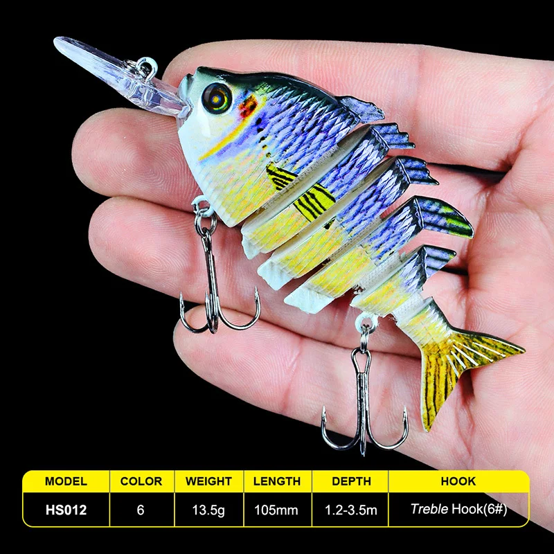  PRO BERO Swim Bait 6 Sections Fishing Lures 13.67g-0.48oz/10cm--3.93