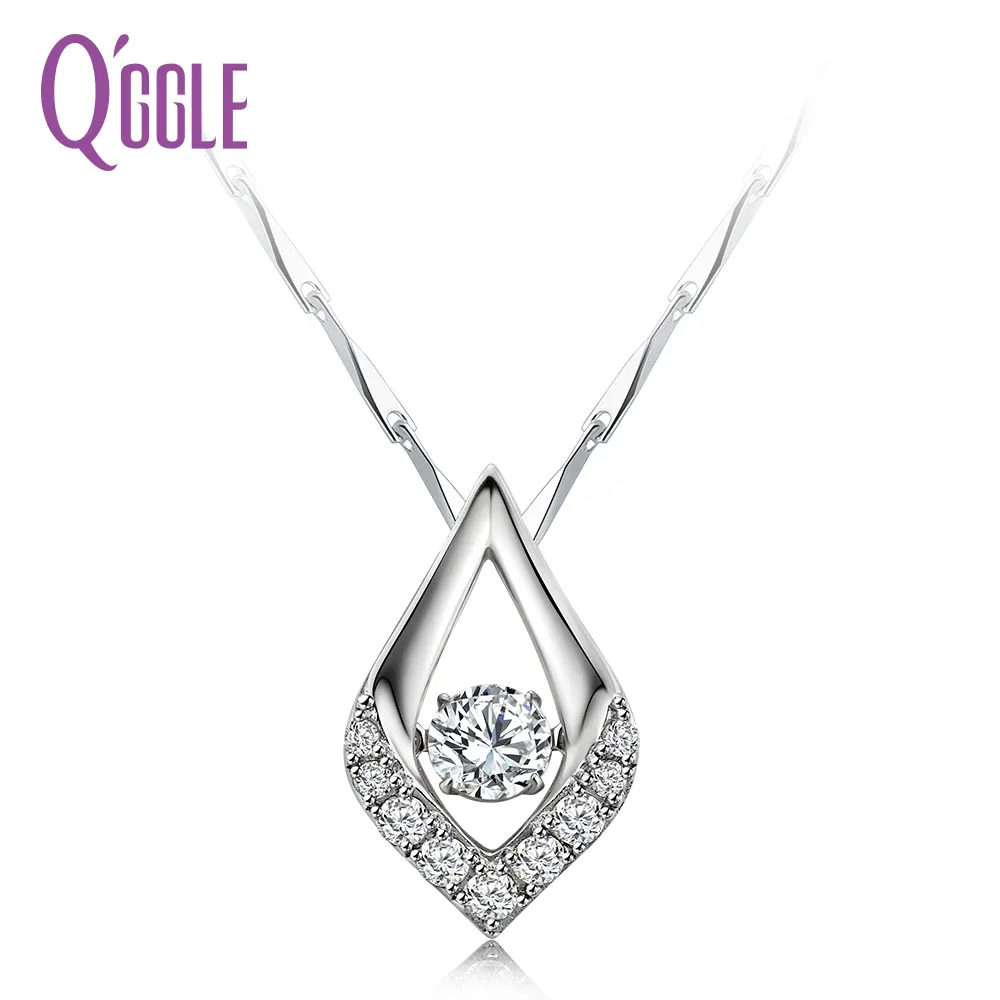

QGGLE S925 Sterling Silver Austrian Zircon Necklace & Pendant for Women Geometric Pendant Necklace Jewelry