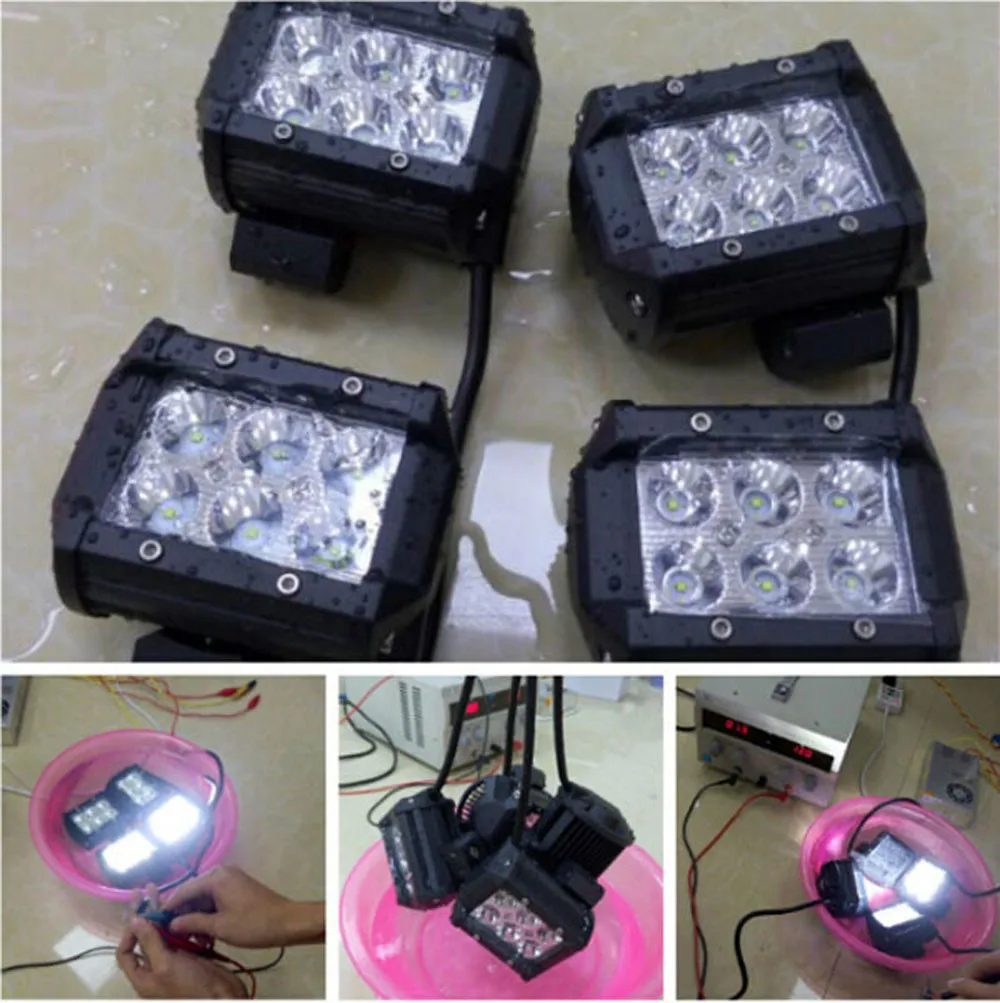 Pair 12V 24V  spot flood beam 4Inch 18W LED work Light Bar Offroad Tractor Truck 4x4 SUV ATV 4inch bar light LED  (5)