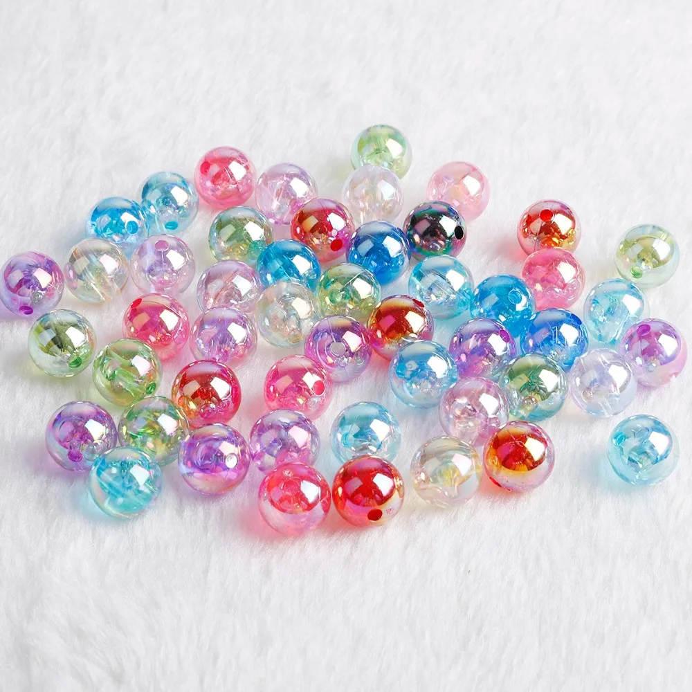 

50pcs/bag Acrylic Beads Rainbow AB Spring Color Beads Loose Beads For Jewelry Making Bracelet Necklace DIY Crafts