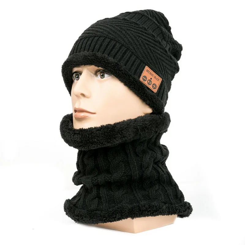 Мужская и женская Bluetooth шапка Беспроводная вязаная шапка для наушников зимняя теплая вязаная шапка комплект