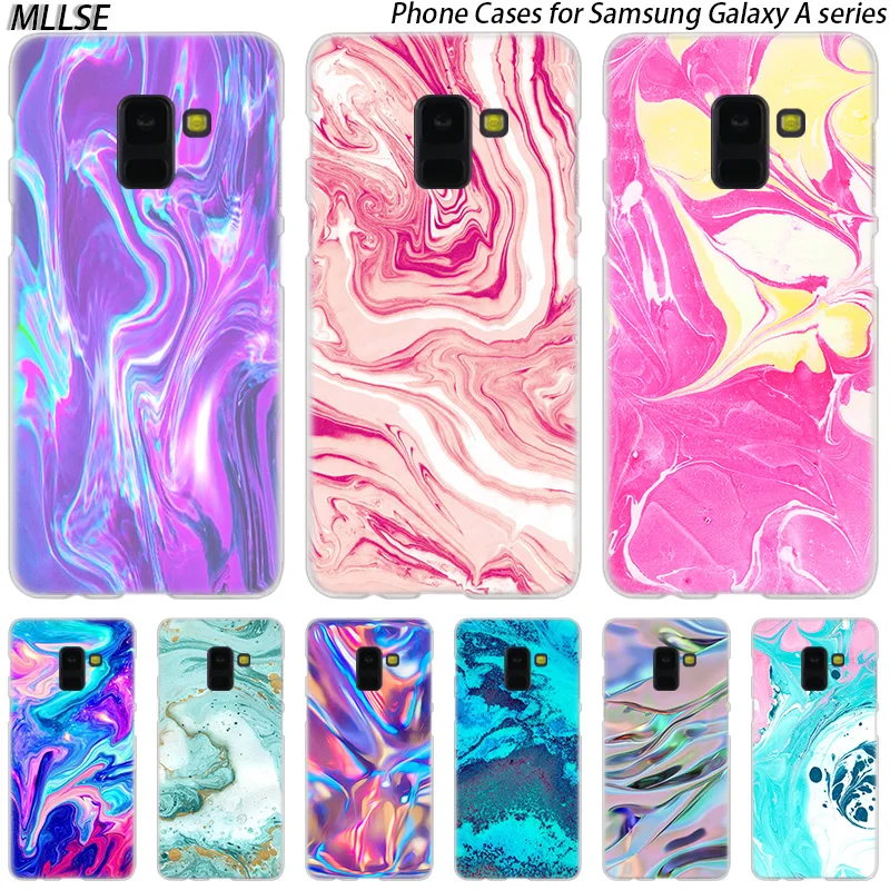 Жесткий чехол MLLSE цвета розовый и aqua Marble для Samsung Galaxy A10 A20 A30 A40 A50 A70 A20E A2 CORE M10 M20 M30