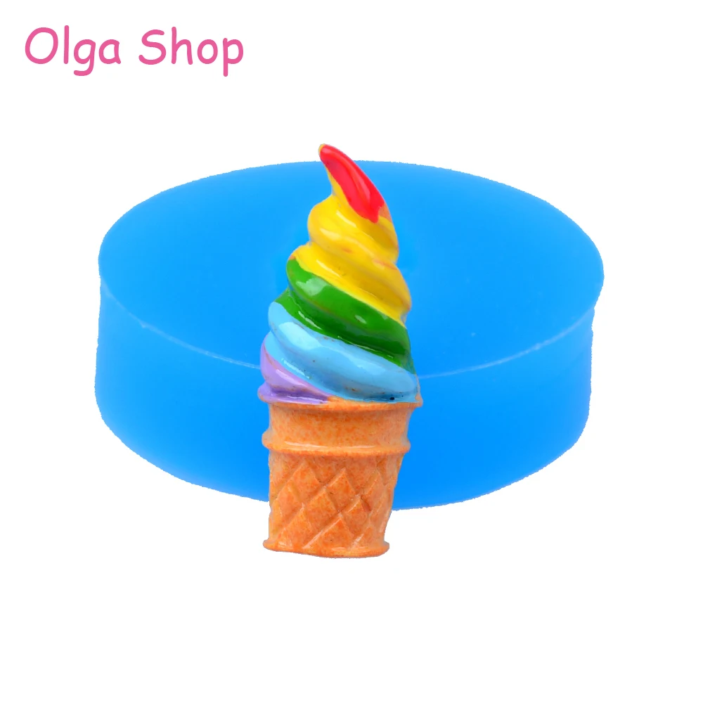 XYL200 29.8mm Colourful Ice Cream Cone Mold for Fondant Craft, Kitchen