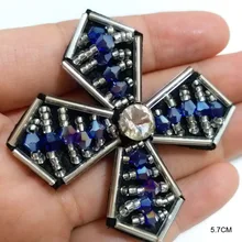 

3pcs cross Handmade rhinestone beaded Patches for clothing windmill embroidery parches flower decoration applique for bags hats