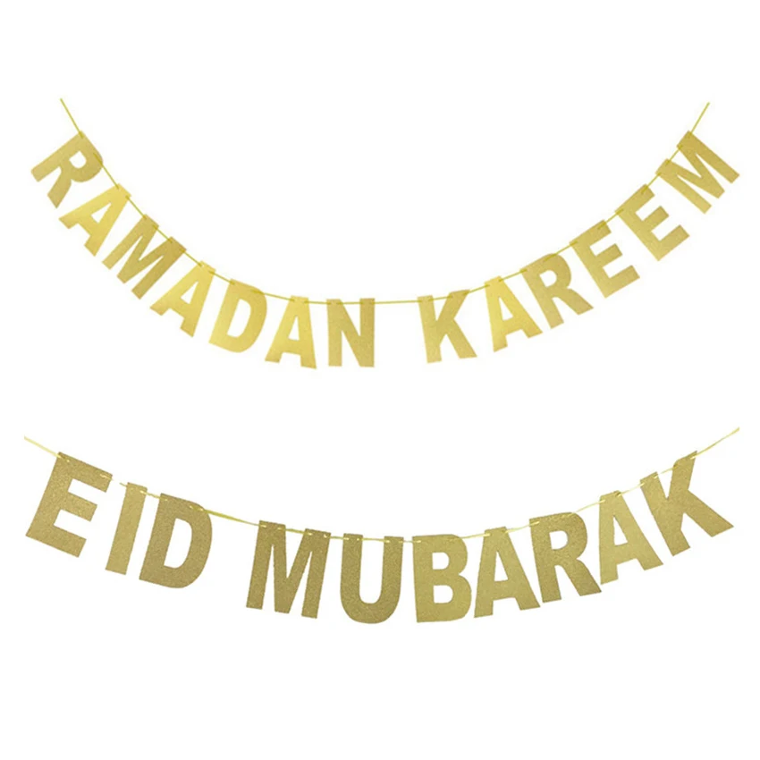 

EID MUBARAK Banner Glitter EID Festival Bunting Garland Islamic Muslim Mubarak Decoration RAMADAN KAREEM Banner Ramadan Supplies