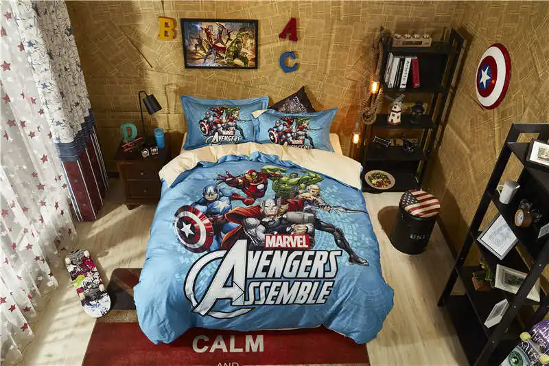 Us 76 8 29 Off Marvel The Avengers Comforter Cover Sets Boy Cartoon Home Textile Egyptian Cotton Bedding Set Twin Size 3d Disney Bed Linen Teen In
