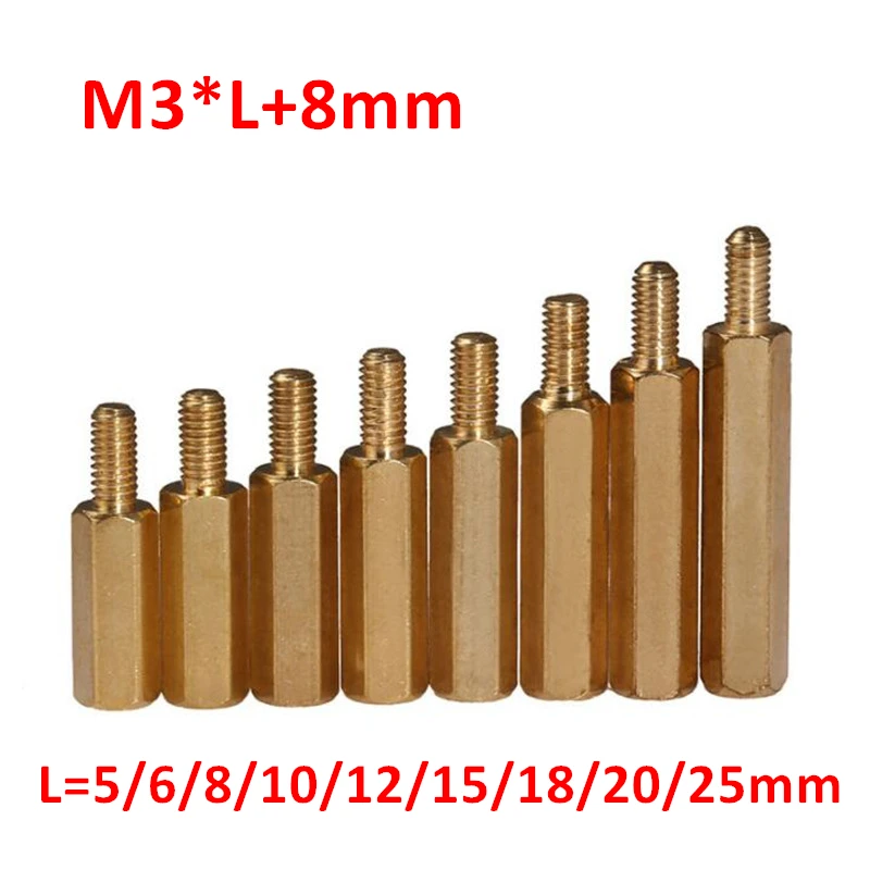 M3 Male Hexagonal Brass Standoffs Spacers PCB Board Screw M3 5 6 8 10
