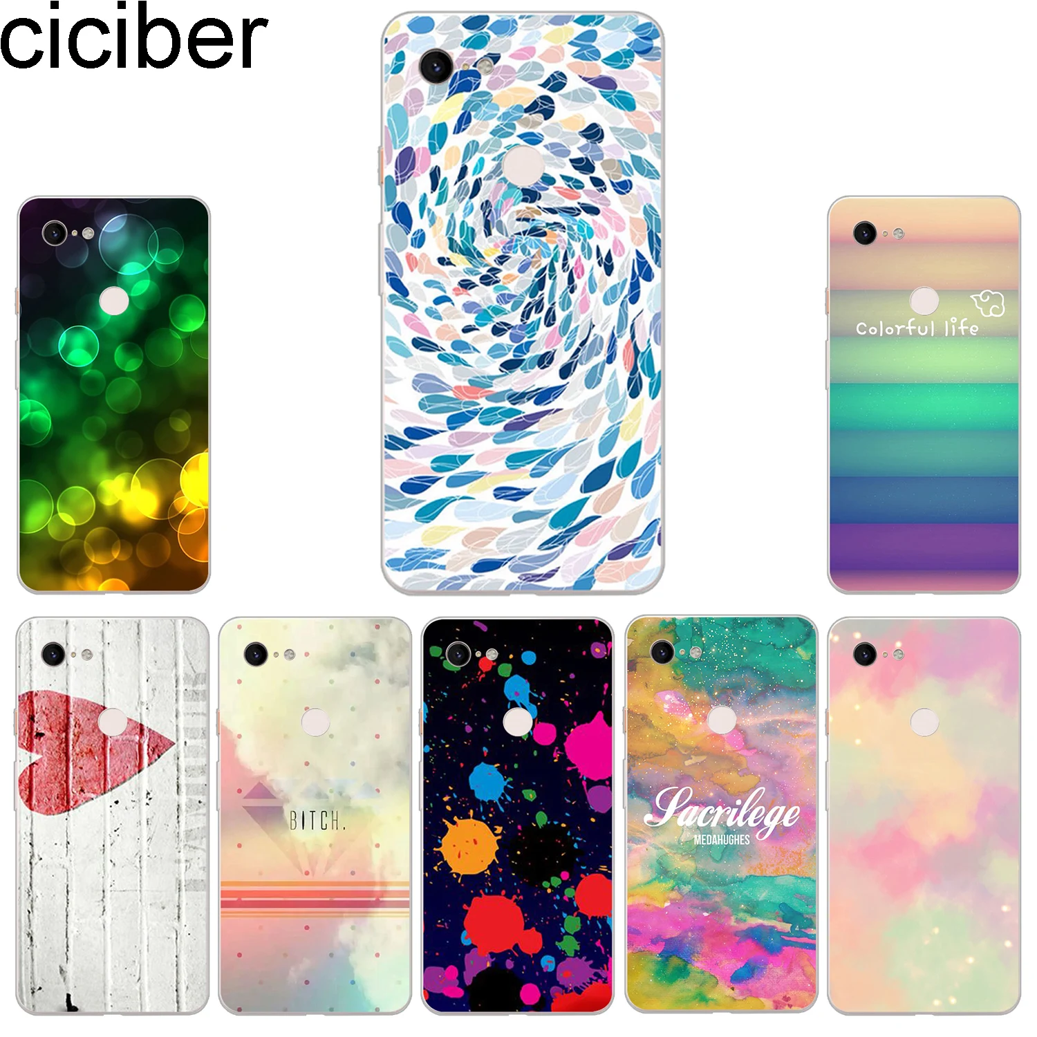 

ciciber New Fashion Phone Cases For Google Pixel 3 2 XL Case Soft TPU Back Cover for Pixel 3XL 2XL Watercolor Pattern Fundas