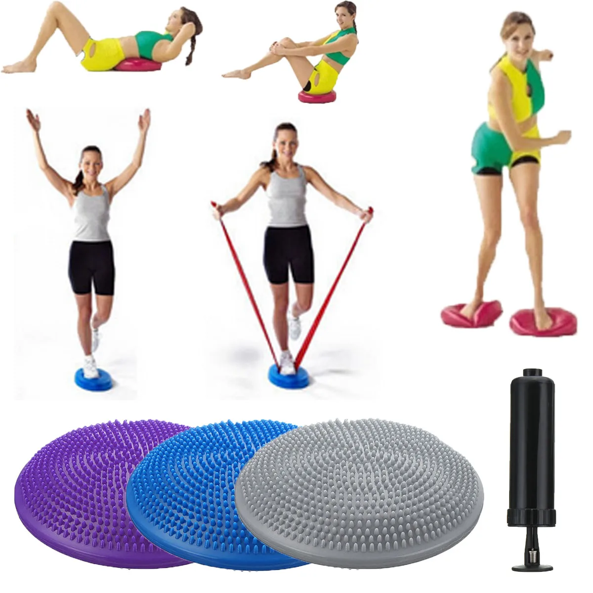 33x33cm Inflatable Yoga Massage Ball Massage Cushion Mat Durable Universal Sports Gym Fitness Yoga Wobble Stability Balance Disc