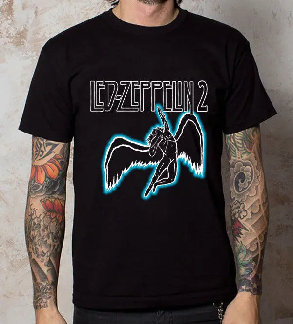 LED ZEPPELIN Angel Logo Band Music T Shirt New Black Unisex T-Shirt | Мужская одежда