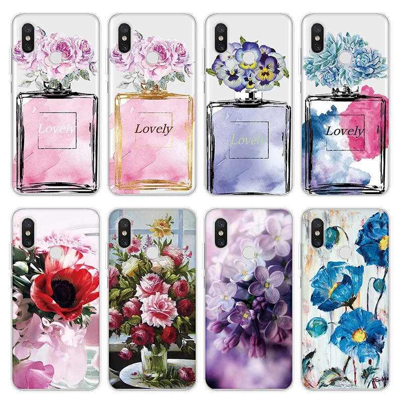 

Perfume Bottle Flower TPU Cover For Xiaomi Redmi Note 3 3S 4 Global Prime 4A 4X 5 Plus 5A 6A 6 7 Pro S2 Y2 Capa Soft Luxury Case