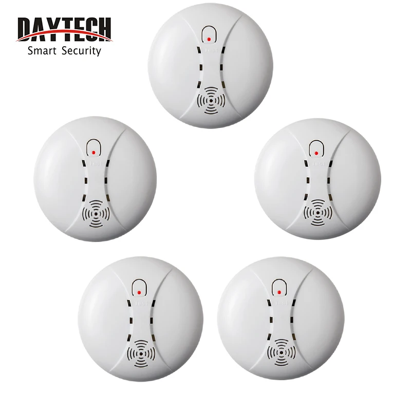 

DAYTECH 5PC Smoke Fire Detector Alarm Security Smoke Sensor For Indoor Home Safety Security 85dB Voice Alarm