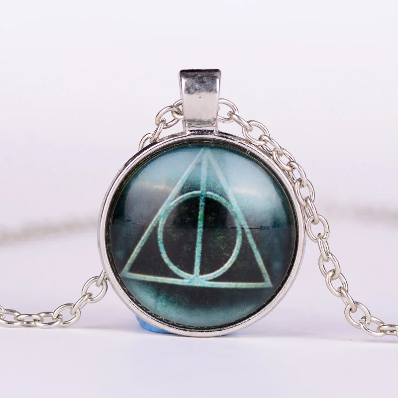 Детские Подарки Гарри Поттер время драгоценный камень сплав ожерелье Европа и Америка винтажное ожерелье - Цвет: Оливковый