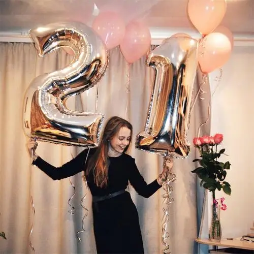 

2pcs 40inch Rose Gold Sliver Number Foil Balloon Congratulate 13 18 21 30 40 50 60 years old adult birthday party decor globos