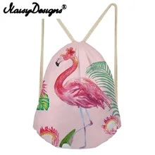 Бесшумный дизайн 3D Фламинго печатных мультфильм милый школьный рюкзак со шнурками сумки сумка Mochila Infantil туристический подарок для хранения унисекс