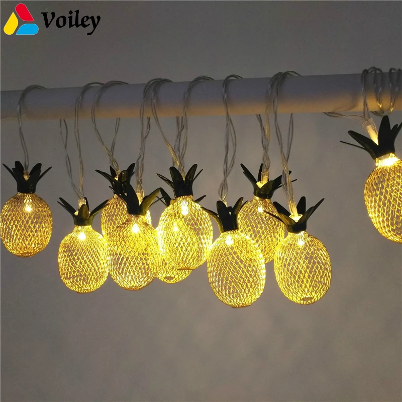 

VOILEY Birthday Party Decorations 2M 20 LED Pineapple Led Lights Battery Power Fairy Garland Hawaiian Luau DIY Party Supplies,L