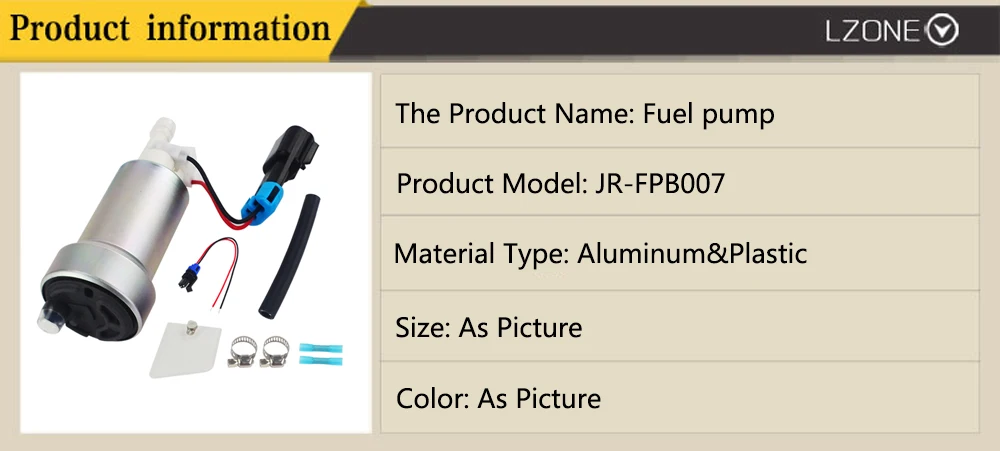LZONE-E85 гоночный высокопроизводительный внутренний топливный насос 450LPH F90000267 и установочный комплект JR-FPB007