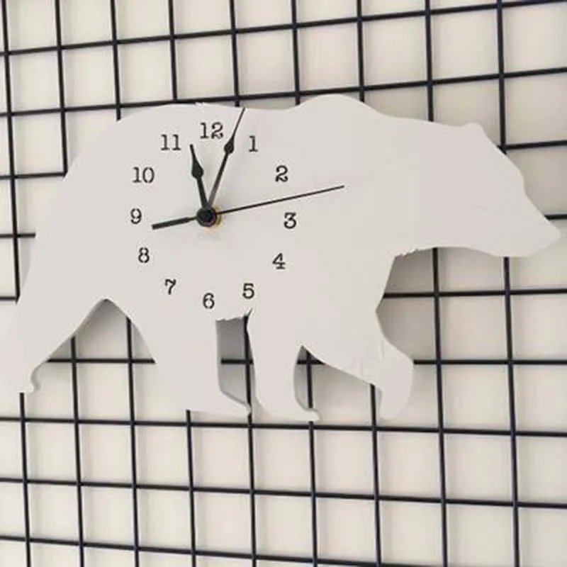 Детские настенные часы Polar Bear монохромные украшения для детской комнаты подарок
