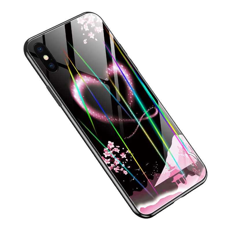 For iPhone XS Max Cover UYFRATE Slim Laser Luminous Tempered Glass Case Funda For iPhone XS Max XR XS X 8 8 Plus 7 7Plus 6 6S For iPhone XS Max Cover UYFRATE Slim Laser Luminous Tempered Glass Case Funda For iPhone XS Max XR XS X 8 8 Plus 7 7Plus 6 6S