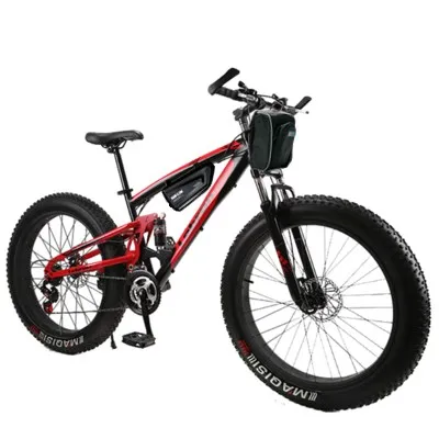 Best 17 "snow e-bike 7 speed, 26 * 4.0 fat tire snow bike, 48V 15AH 1000W strong electric bike, high carbon steel frame 12