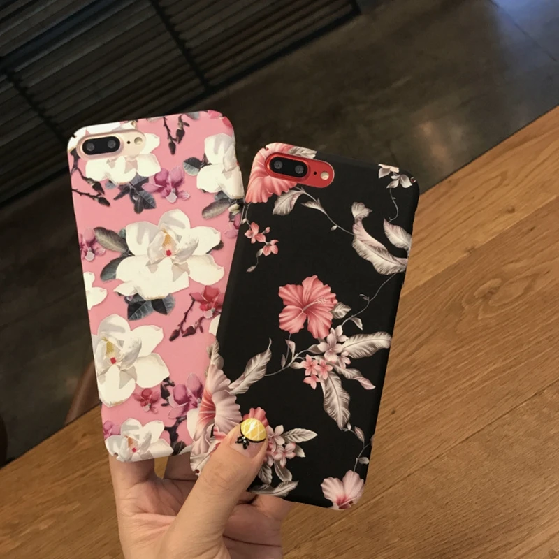 

GerTong Beauty Flowers Phone Bag Case For iphone X Case For iphone 6 6S 7 8 Plus Back Cover Luxury Cases Lovely Cartoon Capa