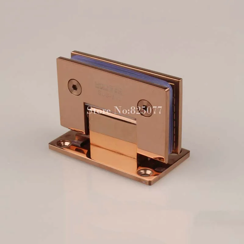 

Free shipping High Quality 1PCS Rose Gold 90 Degrees open Stainless Steel 304 Wall Mount Glass Shower Door Hinge HM153