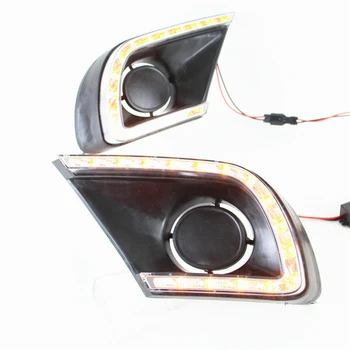

Car Flashing 2 pcs For Toyota Innova 2013 2014 2015 LED DRL Daytime driving Running Light Daylight bumper yellow turn signal