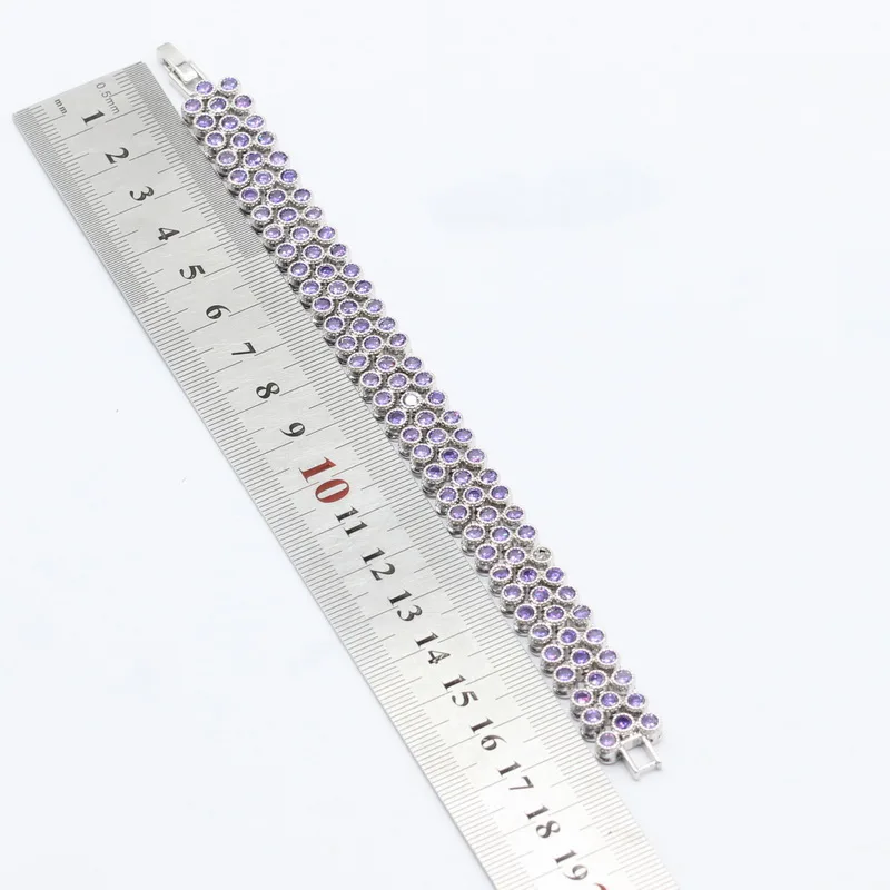 925 серебряные браслеты для женщин Свадебные украшения фиолетовый кубический цирконий Рождественский подарок