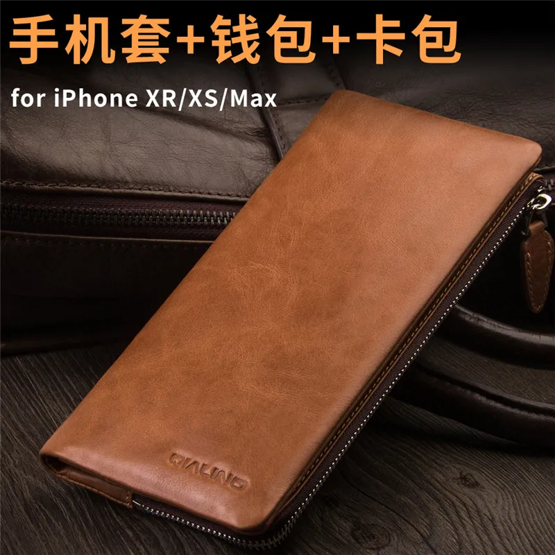 

4 colors phone case + wallet + card pocket genuine leather pouch for iphone x xs max xr real natural cowhide zipper bags
