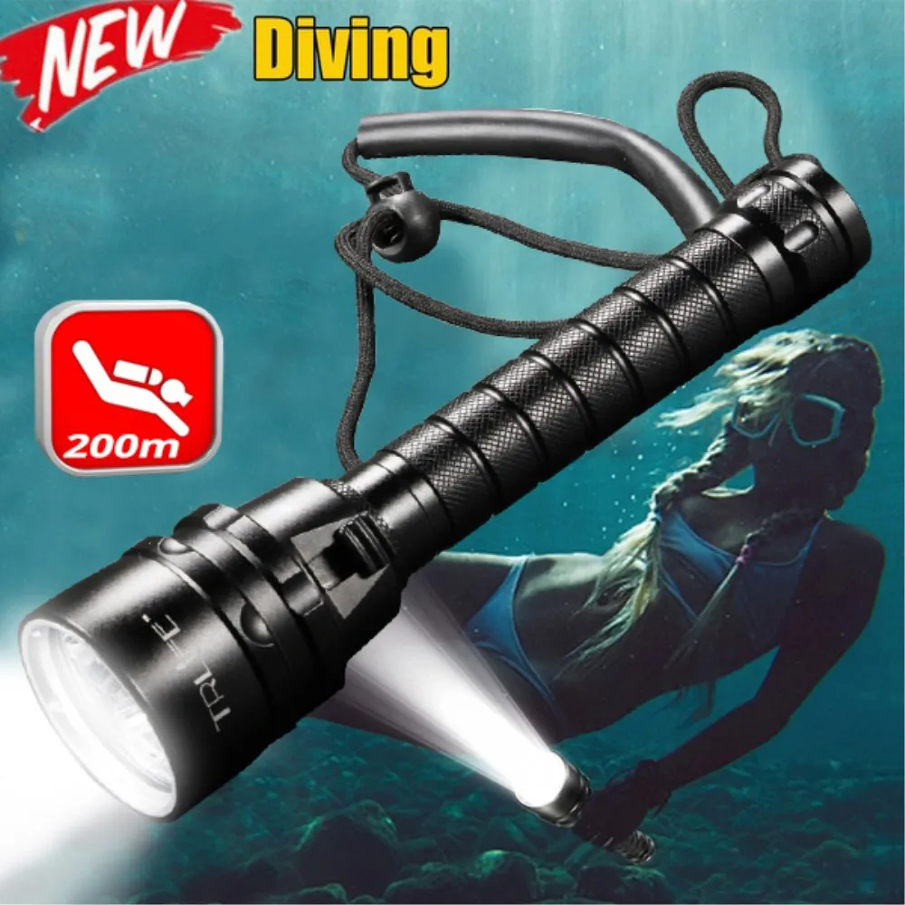 Lampe Torche De Plongée Scube 1200LM – étanche – Pour Pêche, Camping, Aventure