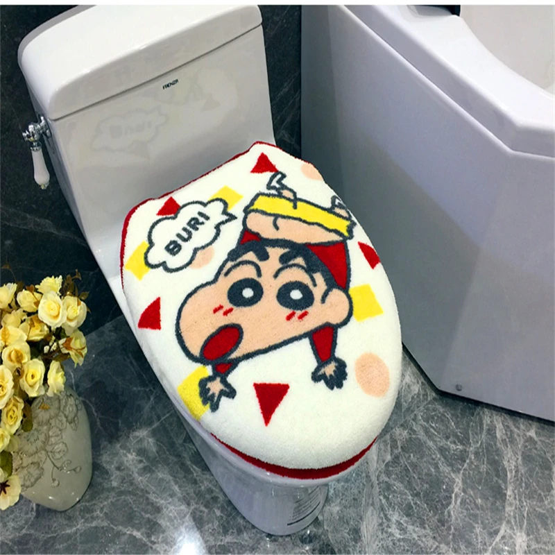 Дизайн японский стиль прекрасный подарок Shinchan мультфильм ванная комната нескользящий коврик моющееся сиденье для унитаза крышка Kawai теплый коврик для туалета