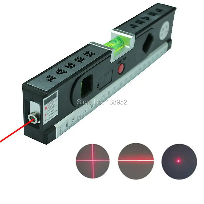 

4 In 1 Blister Laser Levels Horizon Vertical Measuring Tape Aligner Laser Marking Lines Ruler Tool