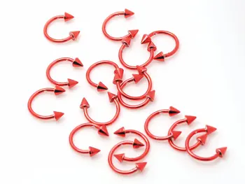 

cbr horseshoe spike cone circular rings 10pcs wholesale lots septum rings lip rings body piercing jewelry steel red color