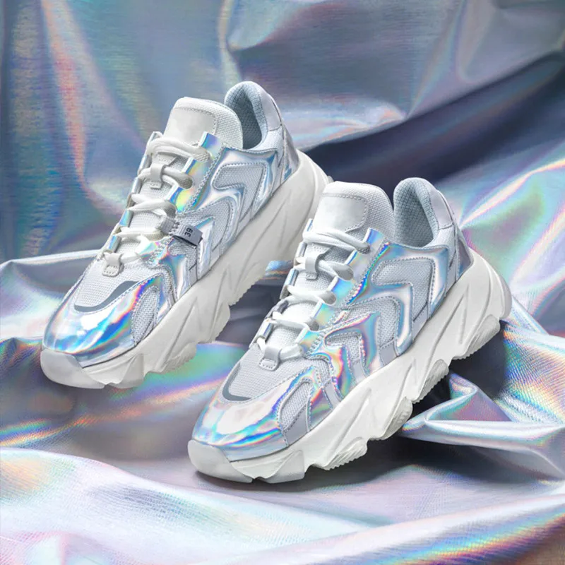 

2019 New Spring White Multi Lace Up Women Shoes Black Trainers High Thick Platform Sneakers Women's Casual Vulcanize Shoes Women