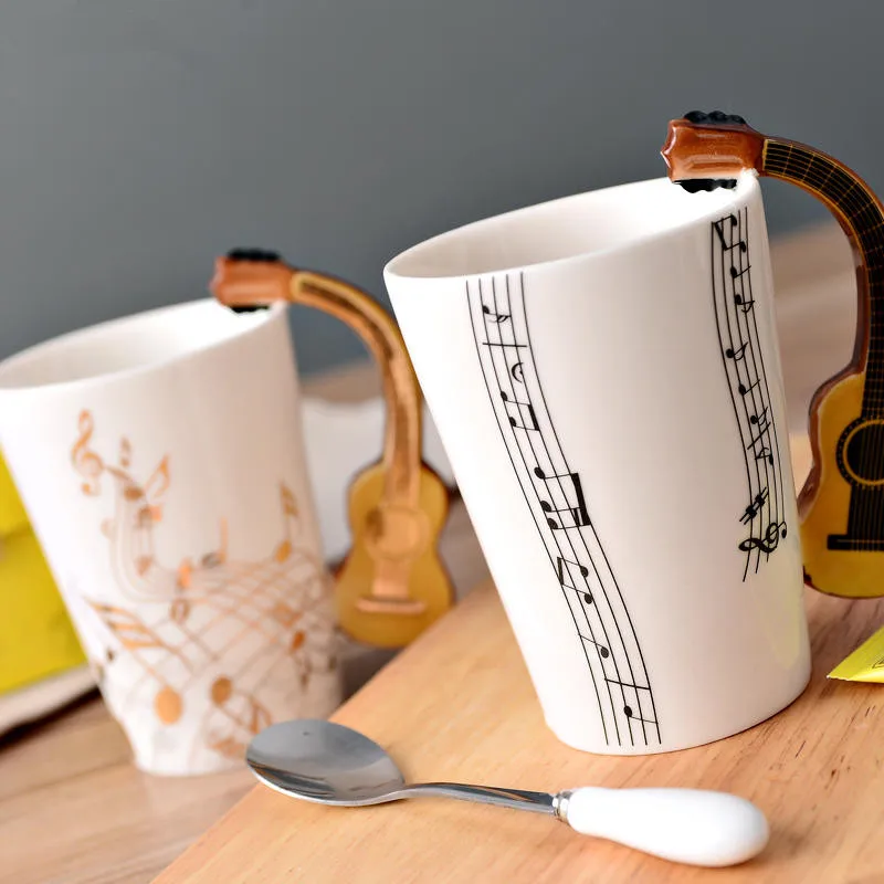 Новинка, гитара, керамическая чашка, персональная музыкальная нота, молоко/сок/лимон/кофе, кружка, чайная чашка, для дома/офиса, посуда для напитков, уникальный подарок