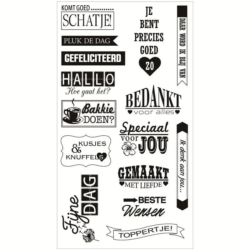 

Dutch words Transparent Clear Silicone Stamps for DIY Scrapbooking Card Making diy photo Roller album Decorative