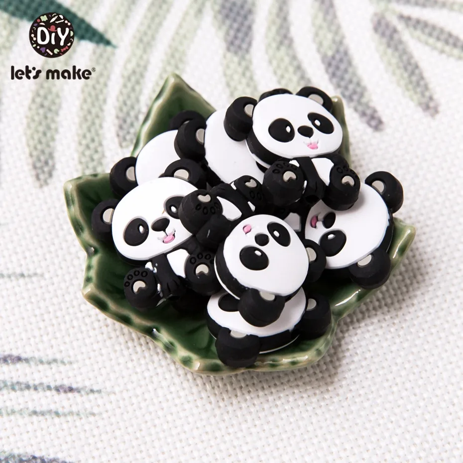 

Let'S Make 50Pcs Silicone Baby Teether Mini Panda Tiny Rod Food Grade Meterial Silicone Teething Beads Kids Toy Baby Accessories