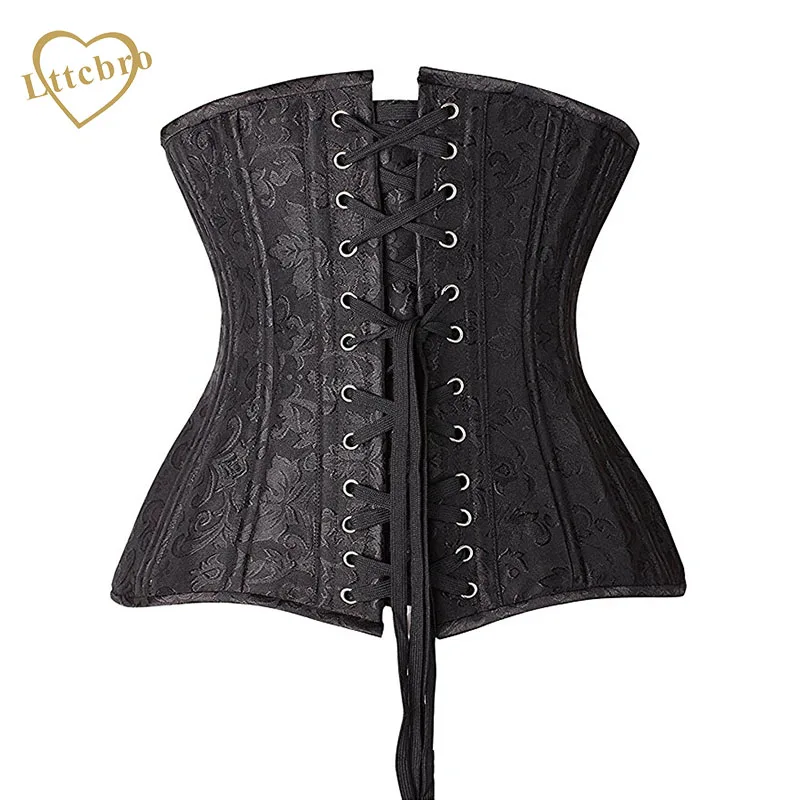 Steel Boned Corsets Longline Heavy Duty Waist Corset Shaper Underbust Corset Bustier Black