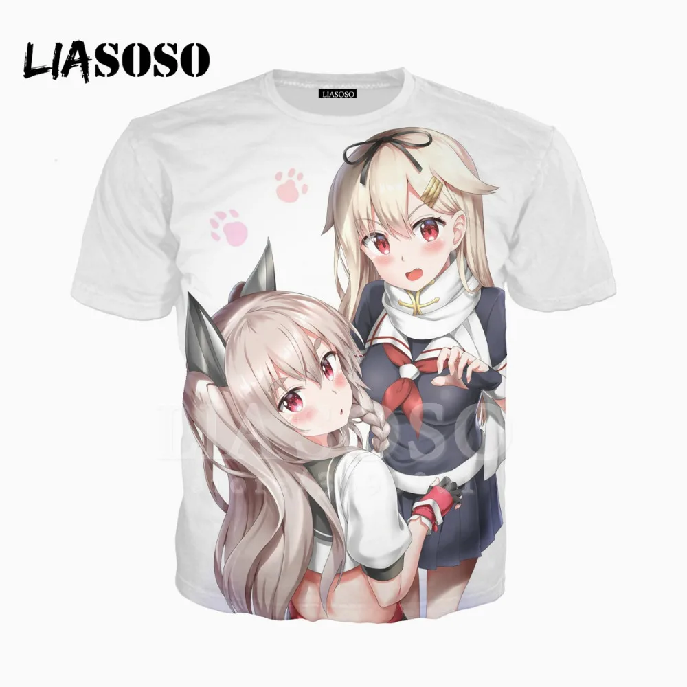 LIASOSO 3D унисекс с принтом аниме милые девушки Azur Lane футболка с круглым вырезом в стиле Харадзюку хип-хоп Hispter Повседневное Топы A499