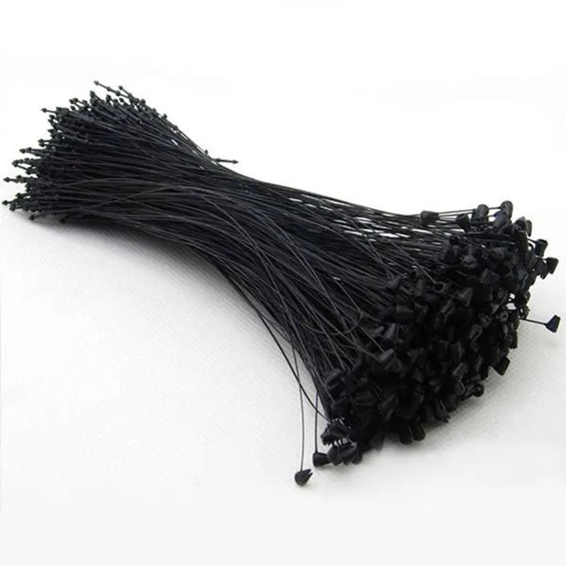 

1000pcs/lot 9"black string hang tag garment tags lock plastic snap fastener LOOP PLASTIC TAG FASTENERS for clothes tags