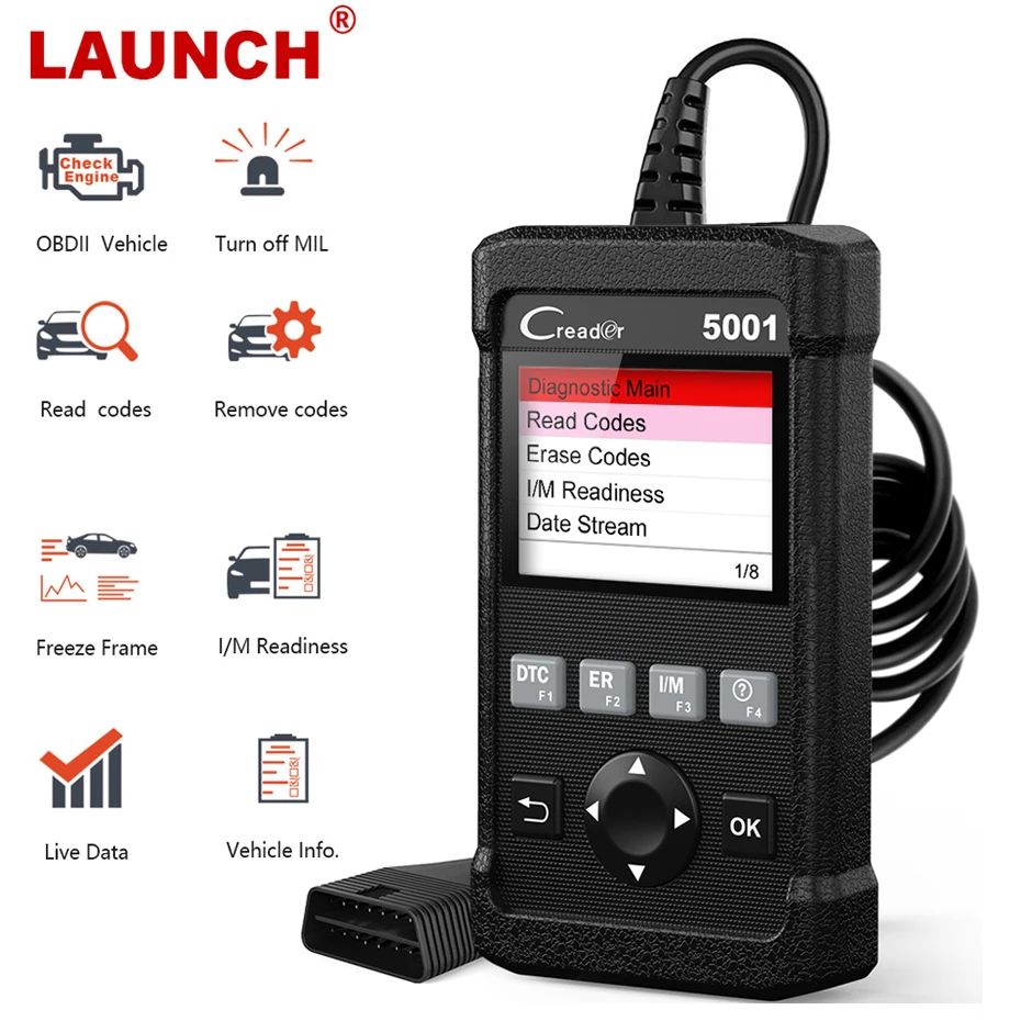 

Launch OBD2 Automotive Scanner Multi Language Live Data Read VIN Check Engine OBD 2 ODB2 Car Diagnostic Tool OBD2 Scanner CR5001
